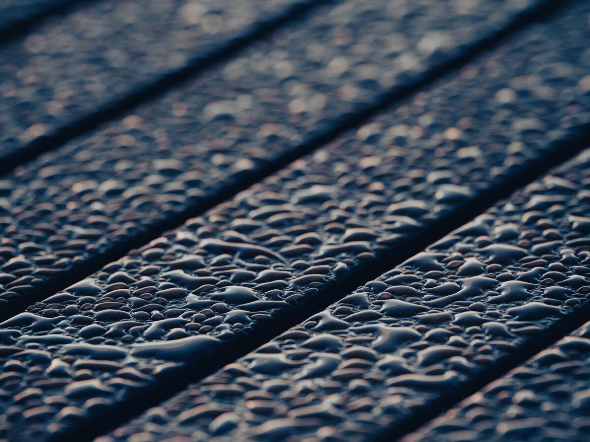 Freshly washed deck boards with water beading - deck washing Fairfield County CT